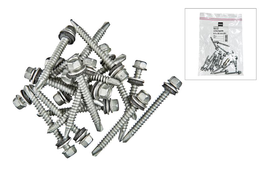 Skruv 5,5x50mm m/borrspets, 20 st. per påse